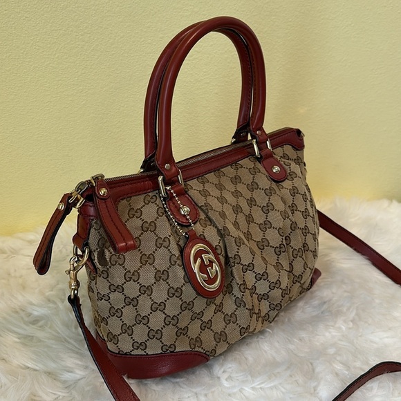 💯Authentic Gucci Canvas Brown and Red Women's Bag🍀 - Picture 14 of 15